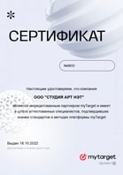 Сертификат партнёра myTarget